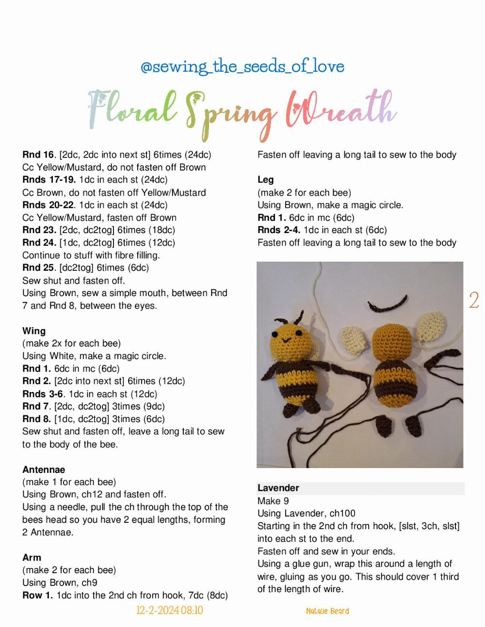 Floral Spring Wreath crochet pattern