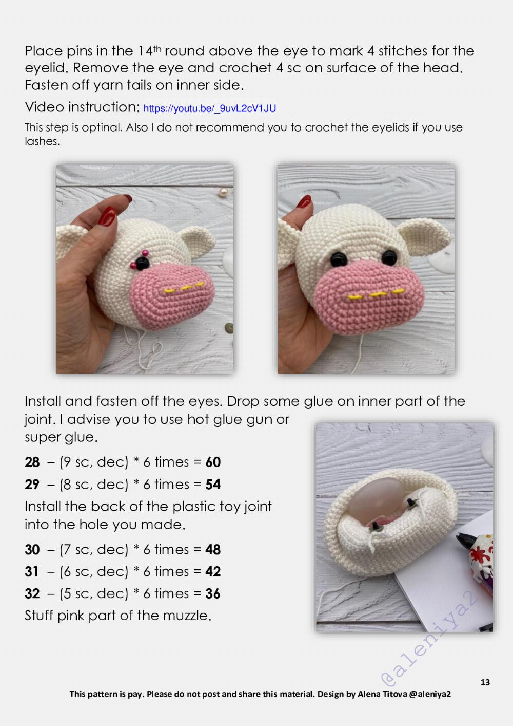 Flower cow Crochet toy pattern