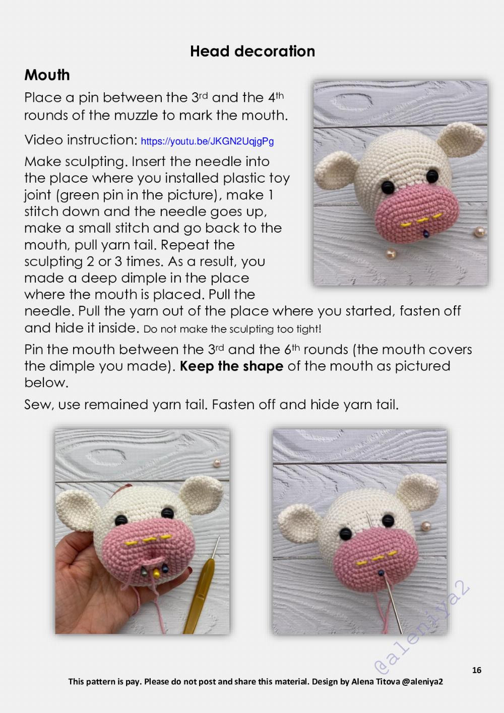 Flower cow Crochet toy pattern