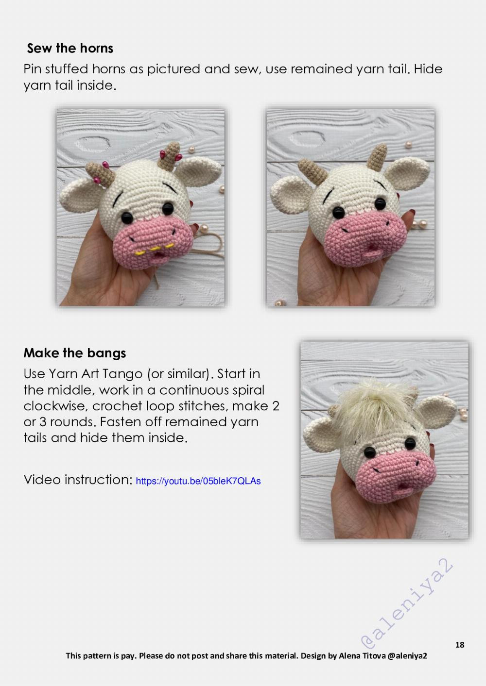 Flower cow Crochet toy pattern