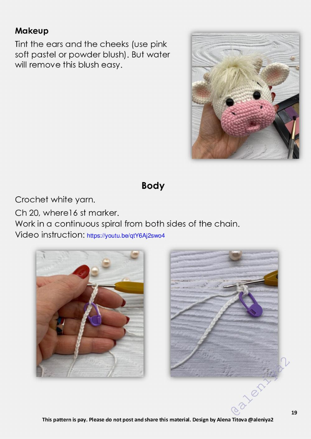 Flower cow Crochet toy pattern