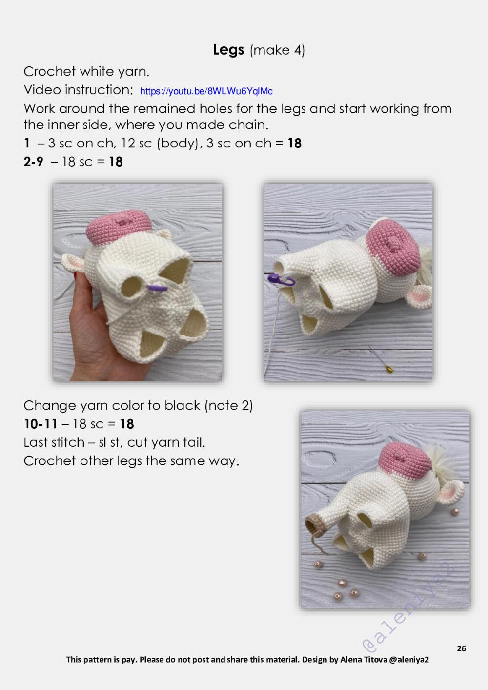 Flower cow Crochet toy pattern