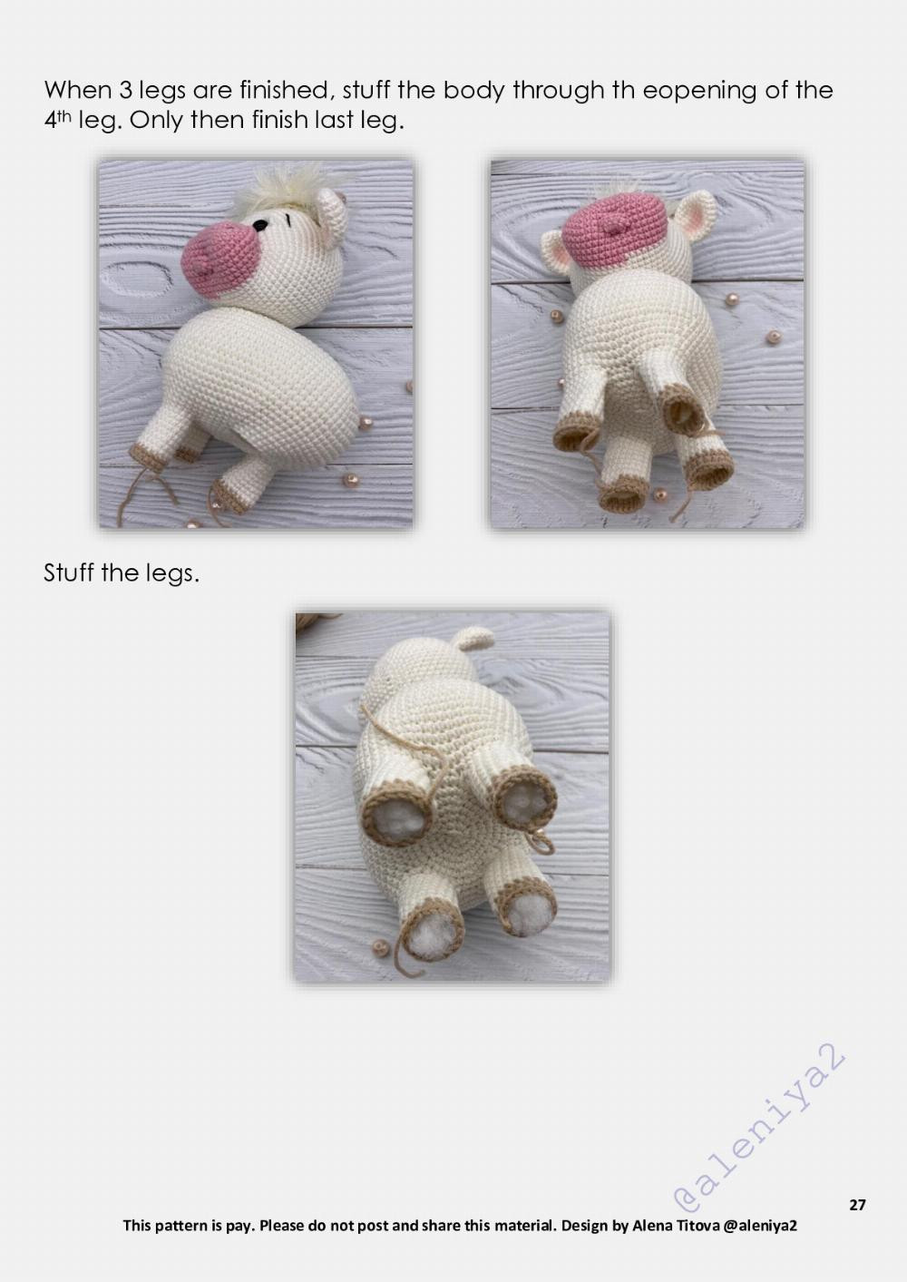 Flower cow Crochet toy pattern