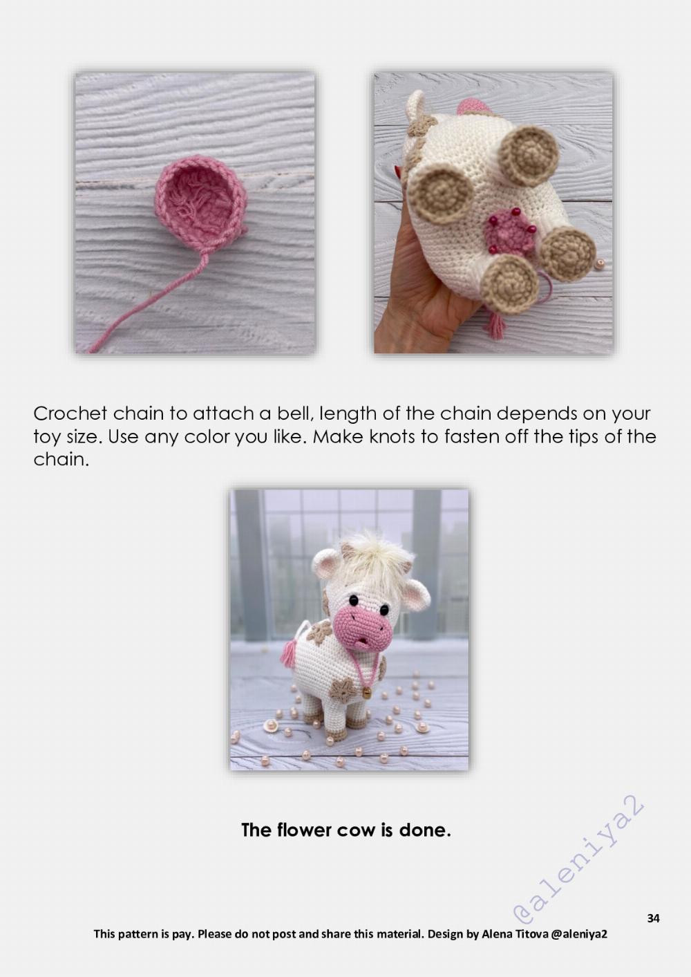 Flower cow Crochet toy pattern