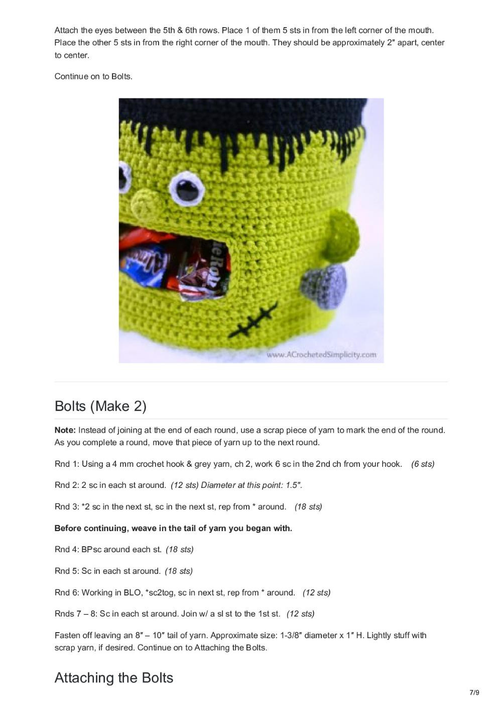 Frankenstein Candy Bowl – Free Crochet Pattern