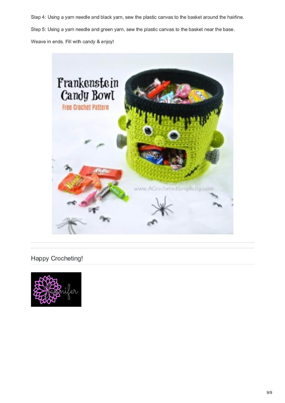 Frankenstein Candy Bowl – Free Crochet Pattern