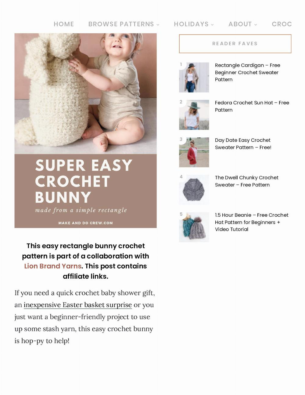 free crochet bunny pattern for beginners