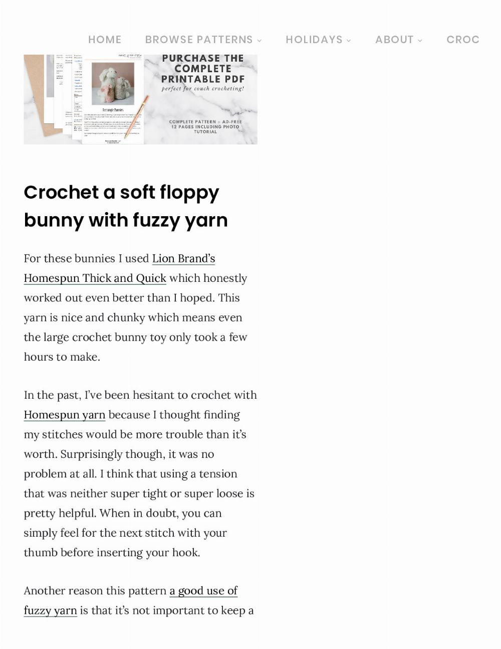 free crochet bunny pattern for beginners