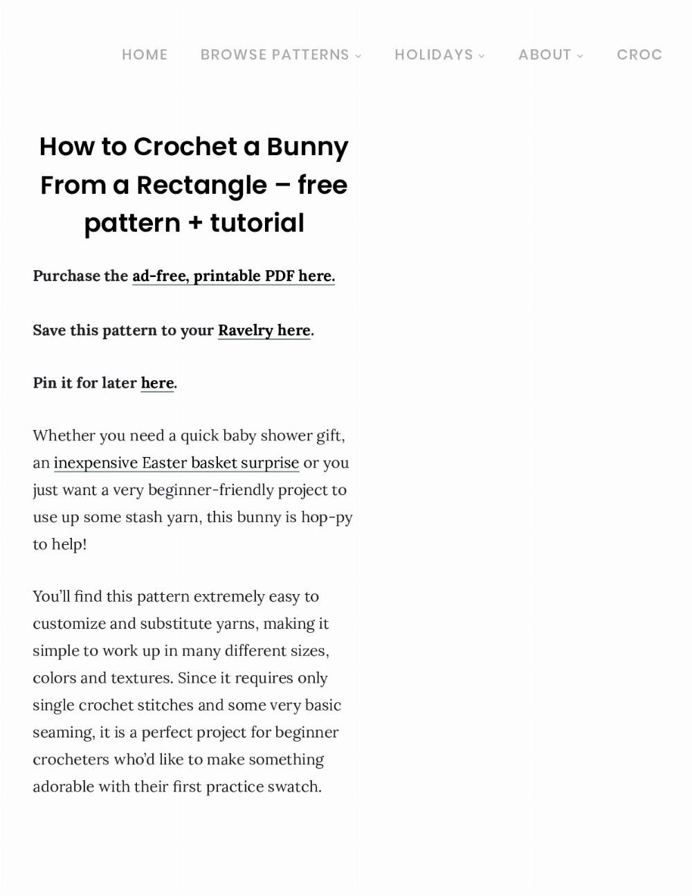 free crochet bunny pattern for beginners