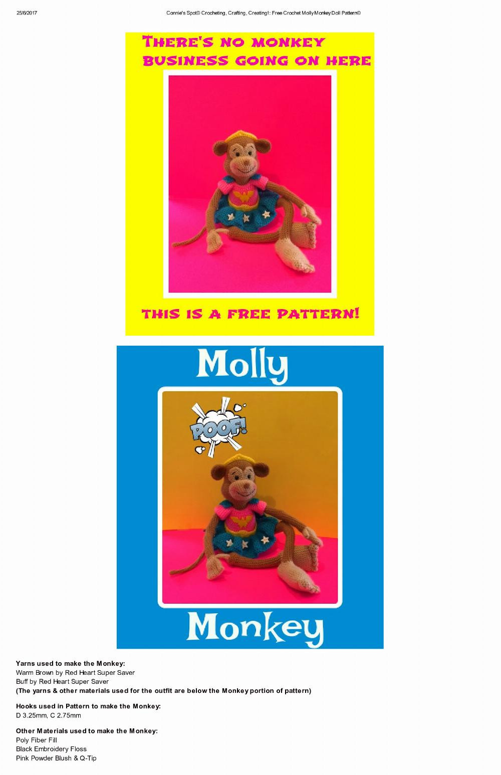 Free Crochet Molly Monkey Doll Pattern