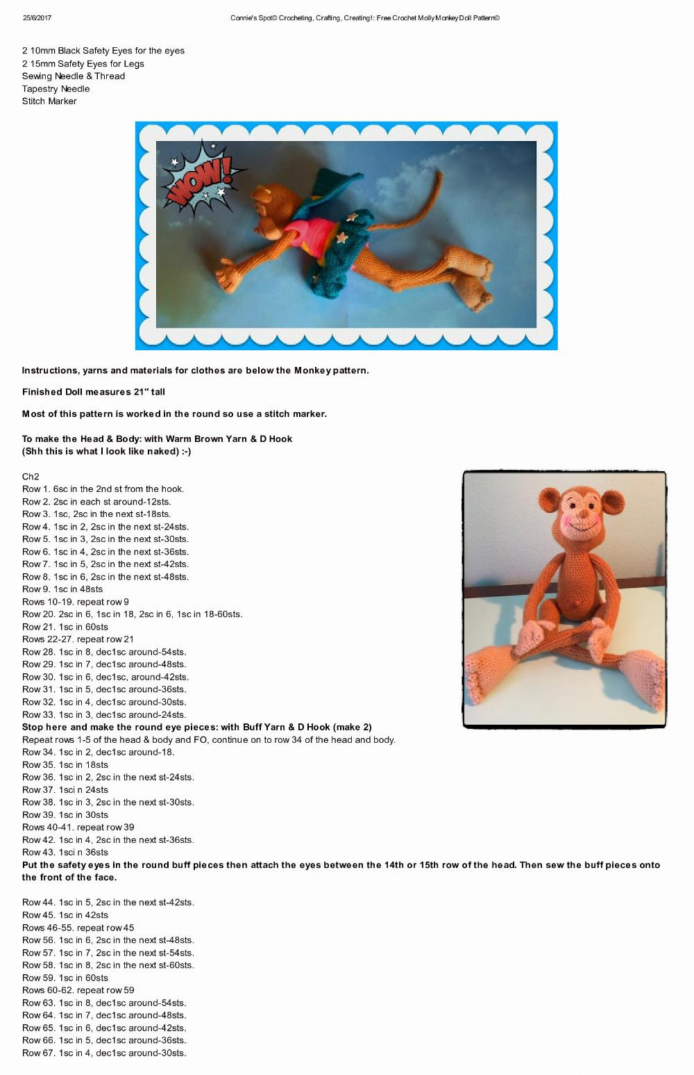 Free Crochet Molly Monkey Doll Pattern