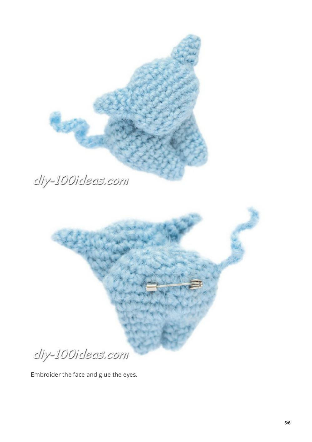 Free crochet pattern Cat brooch