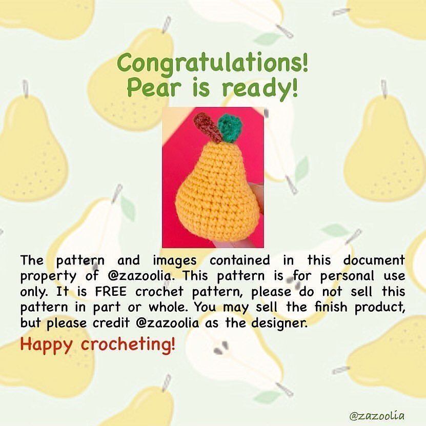 free crochet pattern pear amigurumi