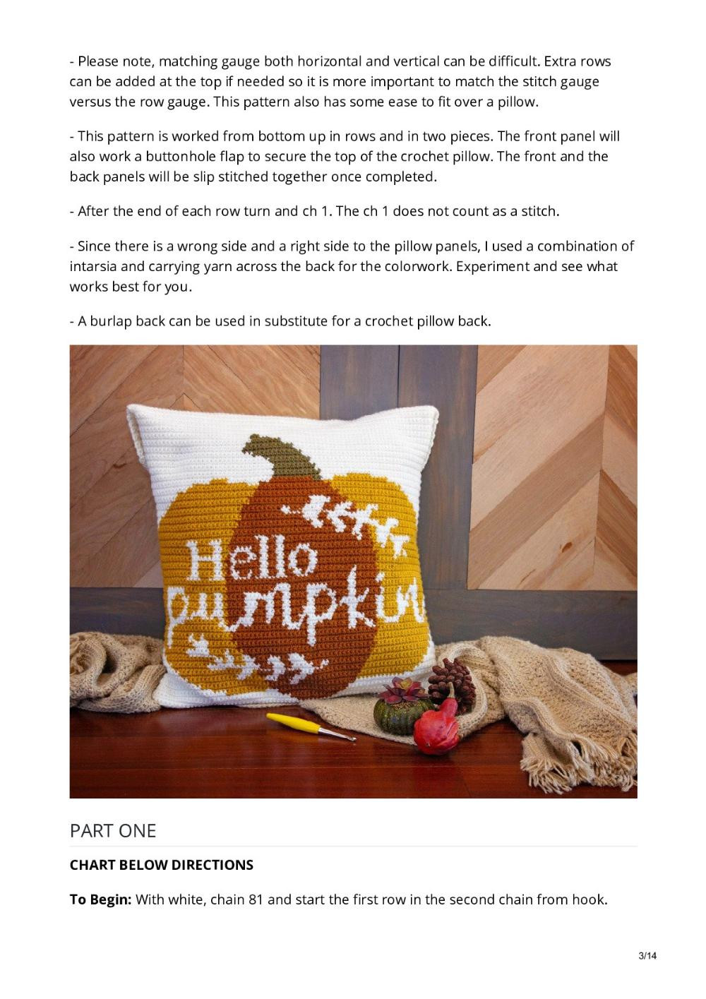 Free Fall Crochet Pattern- Hello Pumpkin Pillow