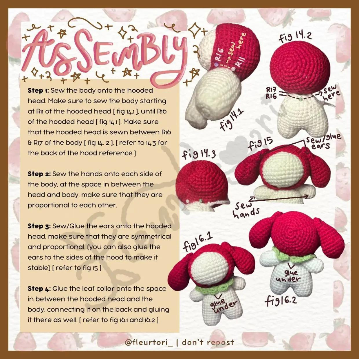 free pattern 2 in 1 strawbunni & strawmeowry