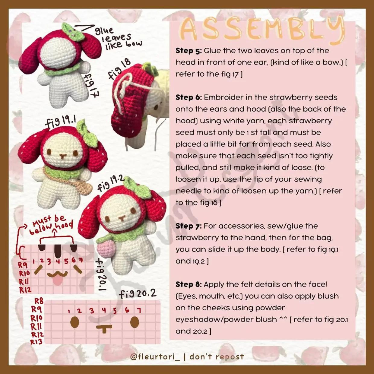 free pattern 2 in 1 strawbunni & strawmeowry