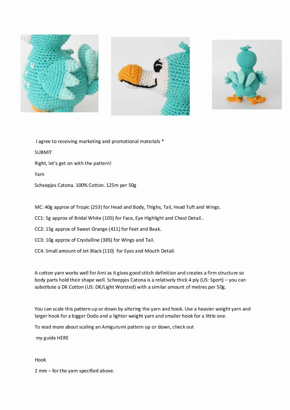 free pattern dodo