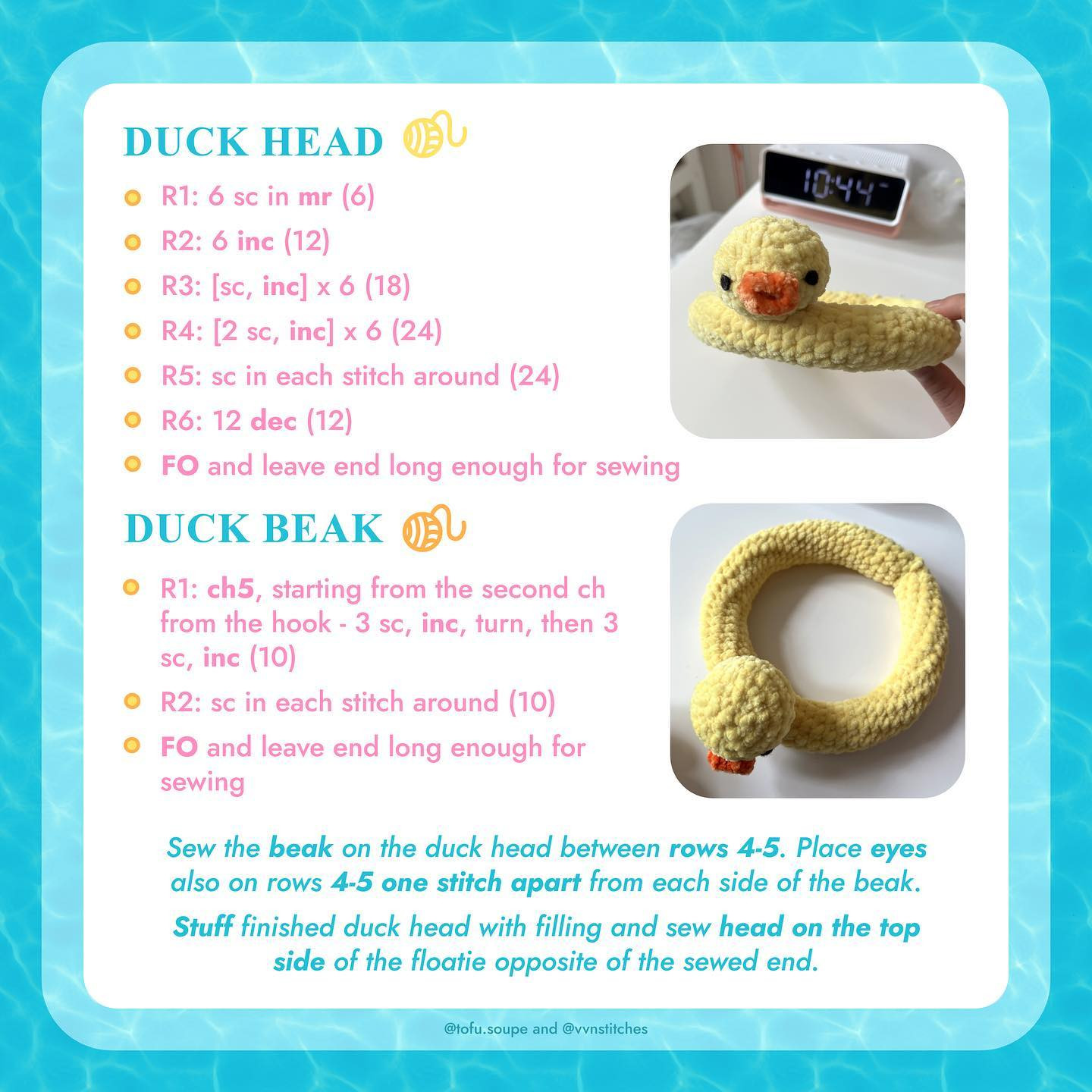 free pattern duck floatie and slippers