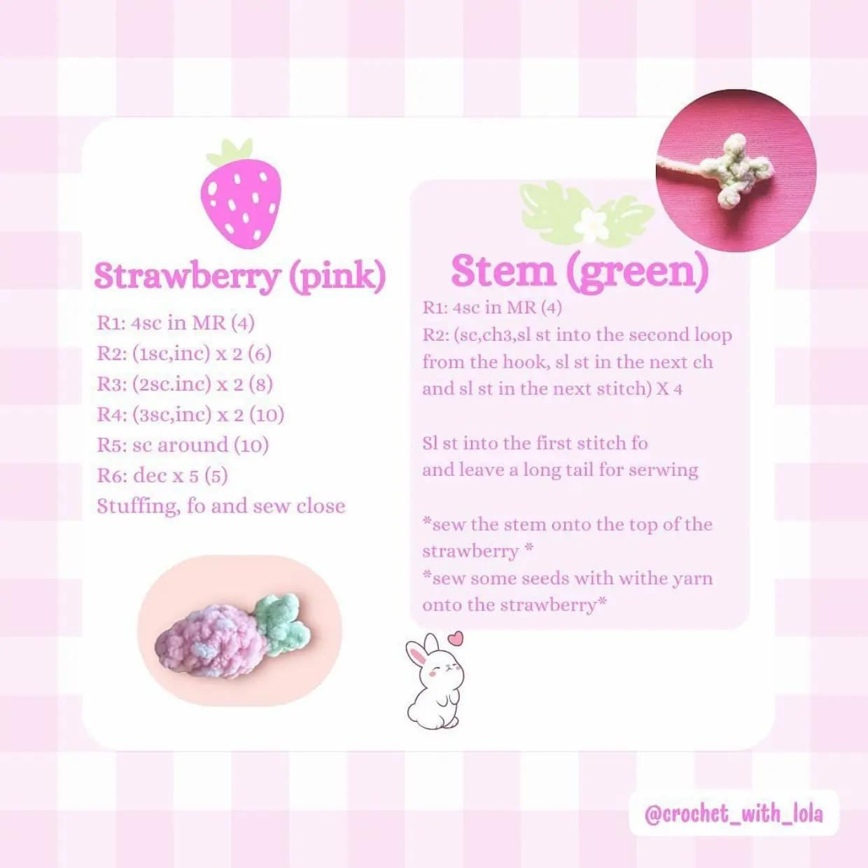 free pattern strawberry bunny