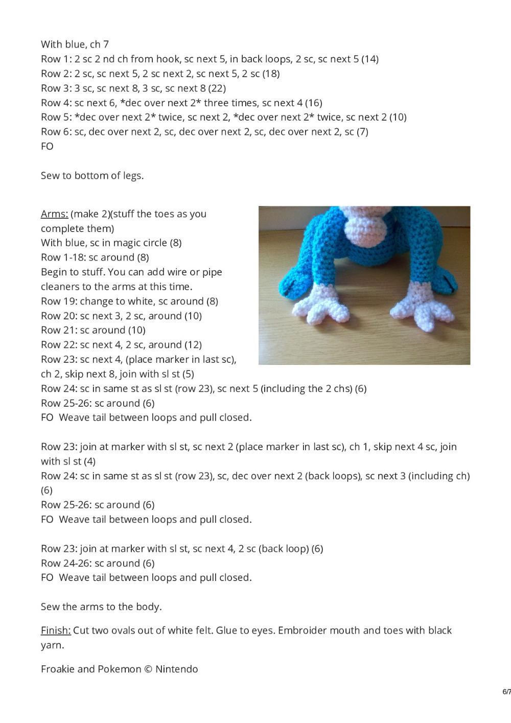 Froakie crochet pattern frog