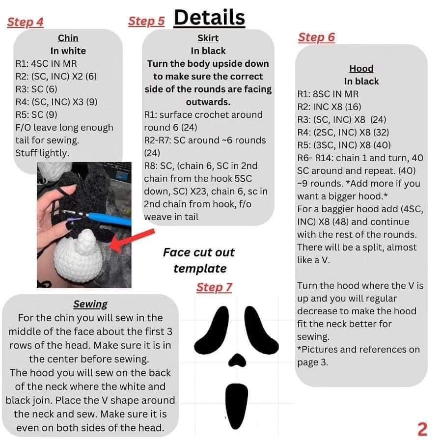 ghost face crochet pattern