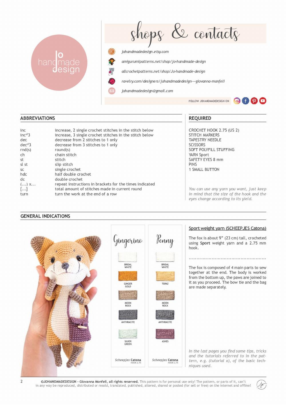 Gingerino & Penny fox crochet pattern