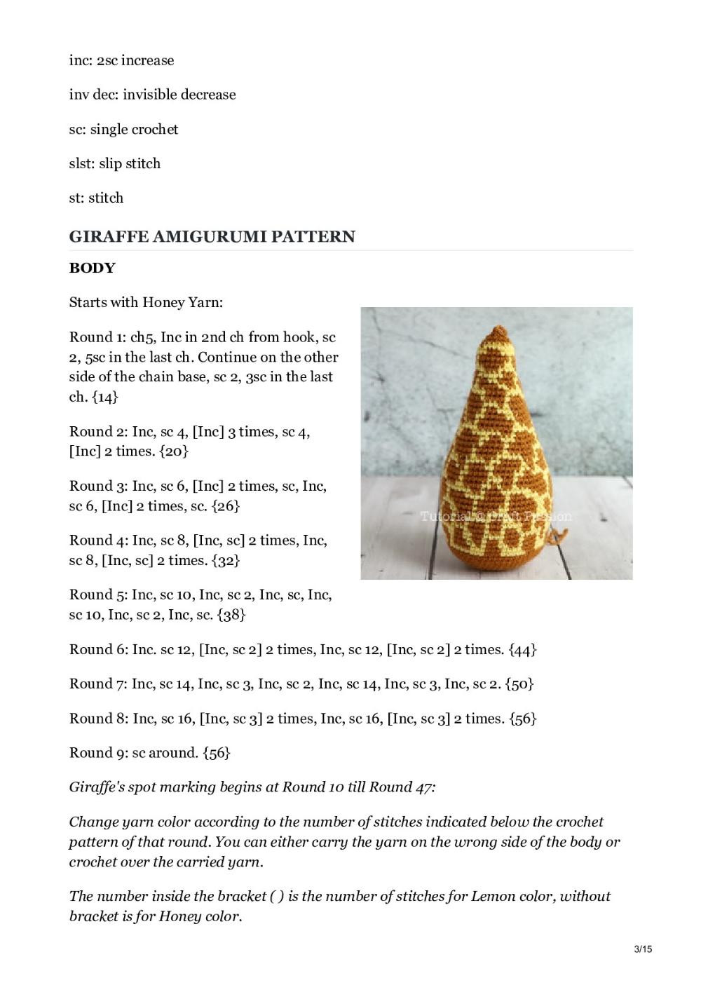 Giraffe Amigurumi Crochet Pattern