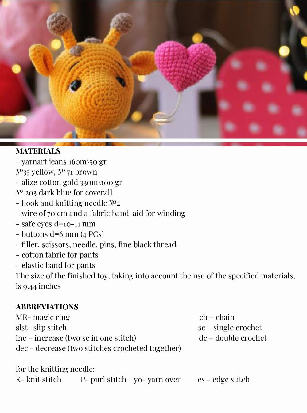 GIRAFFE MILTON crochet pattern