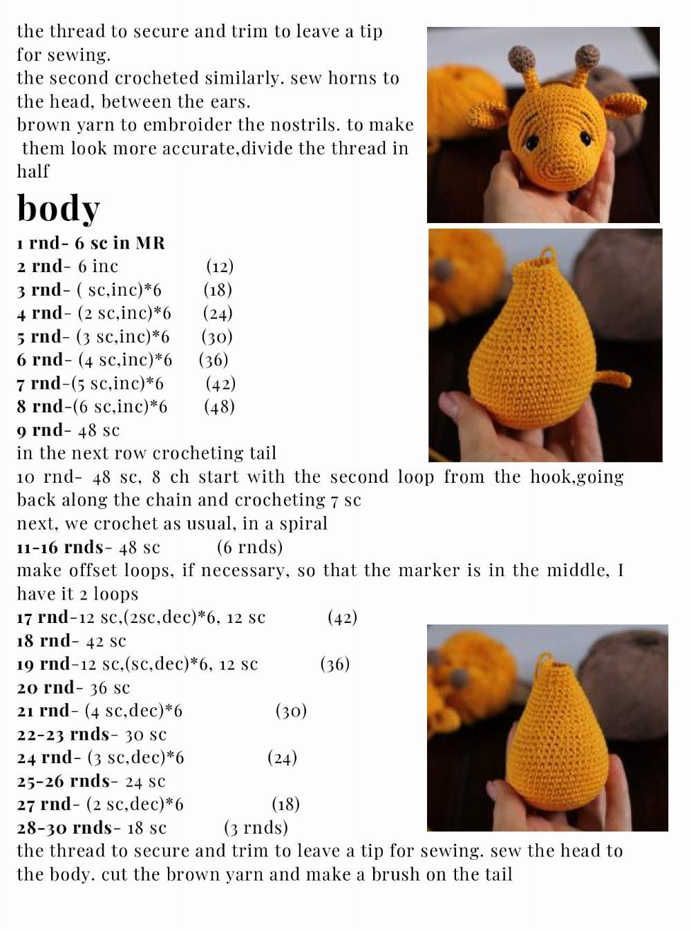 GIRAFFE MILTON crochet pattern