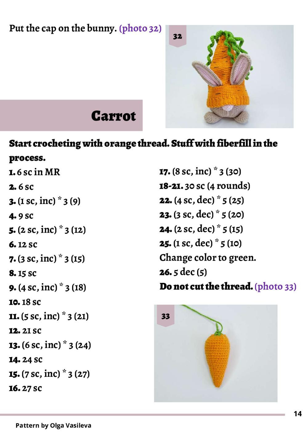 gnome bunny carrot crochet pattern