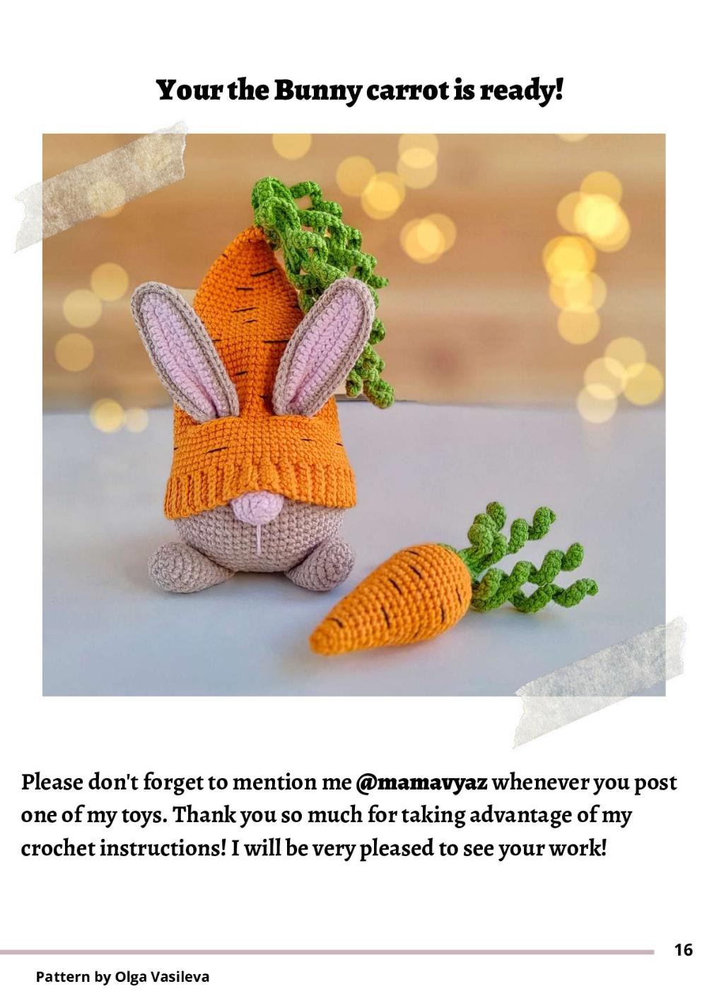 gnome bunny carrot crochet pattern