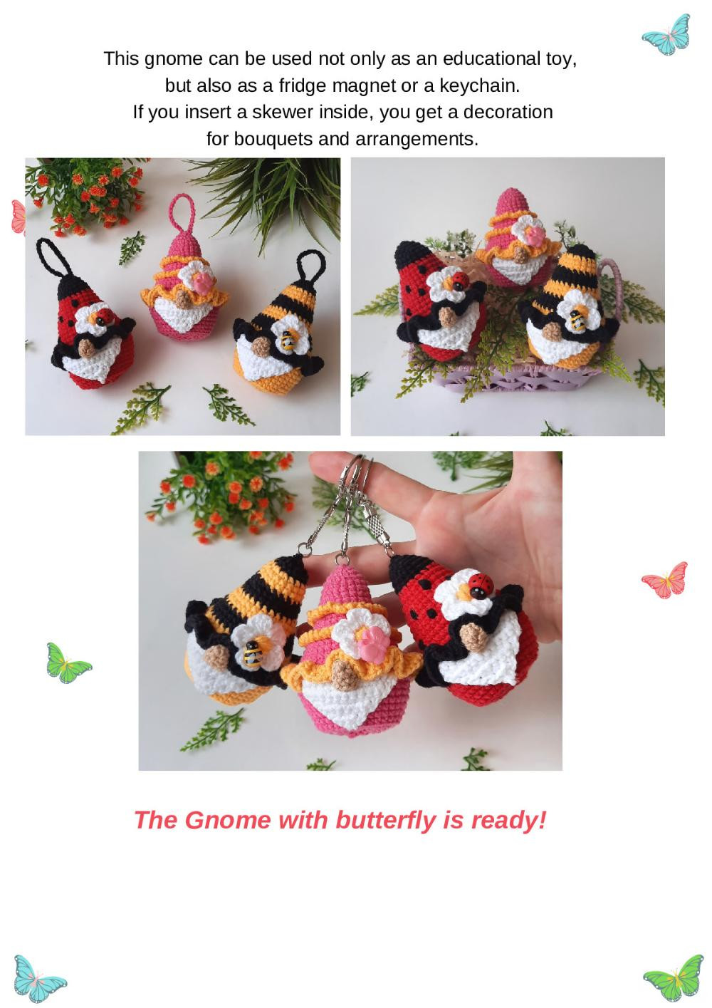 Gnome with butterfly Crochet pattern