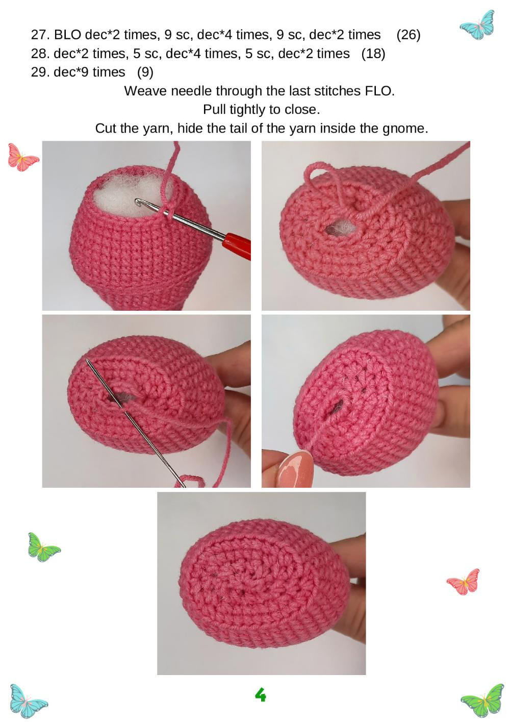 Gnome with butterfly Crochet pattern