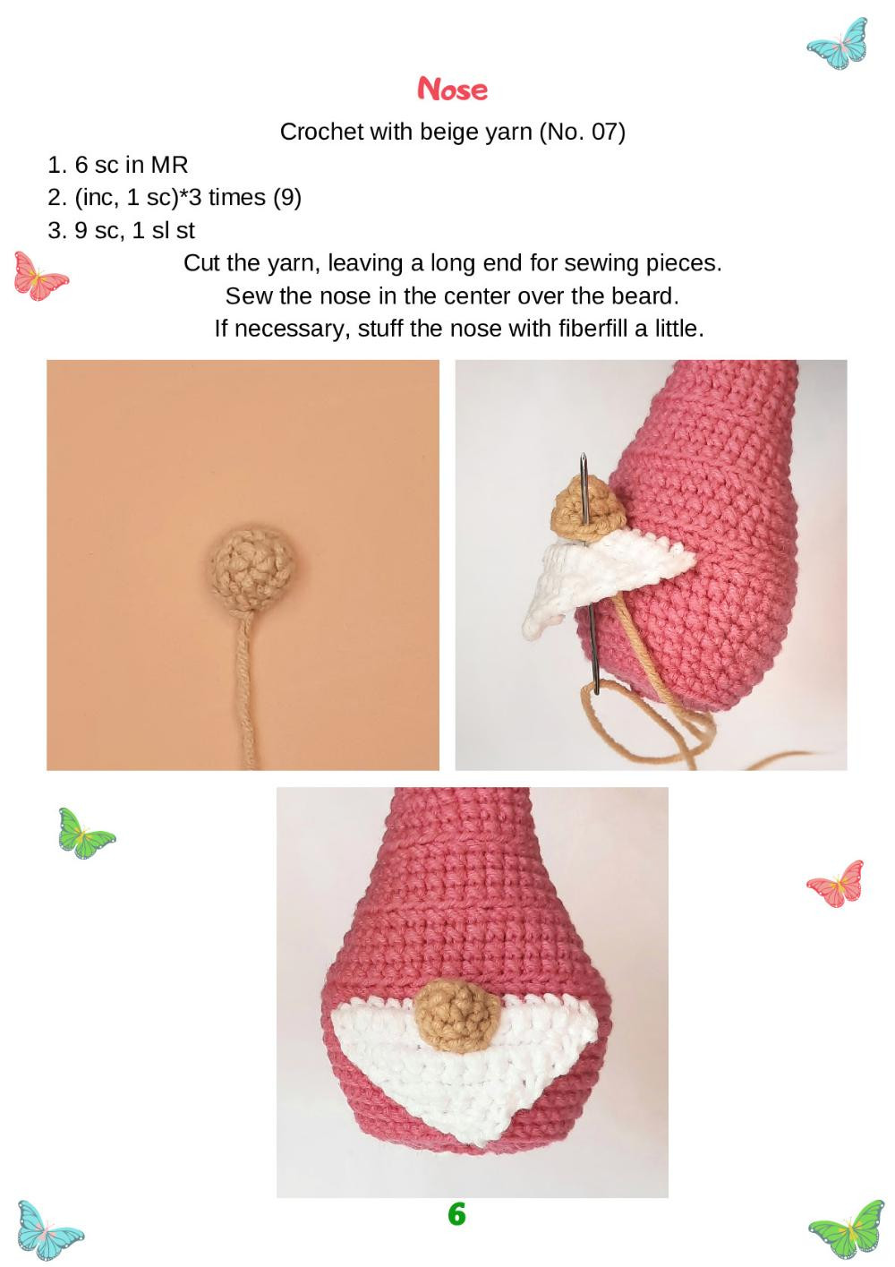 Gnome with butterfly Crochet pattern