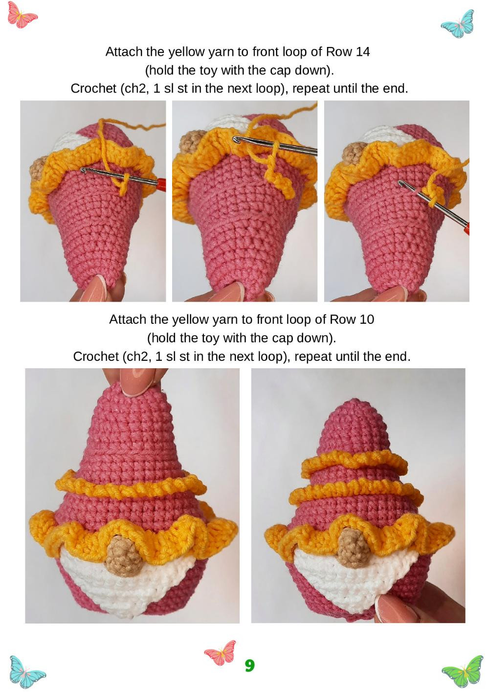 Gnome with butterfly Crochet pattern