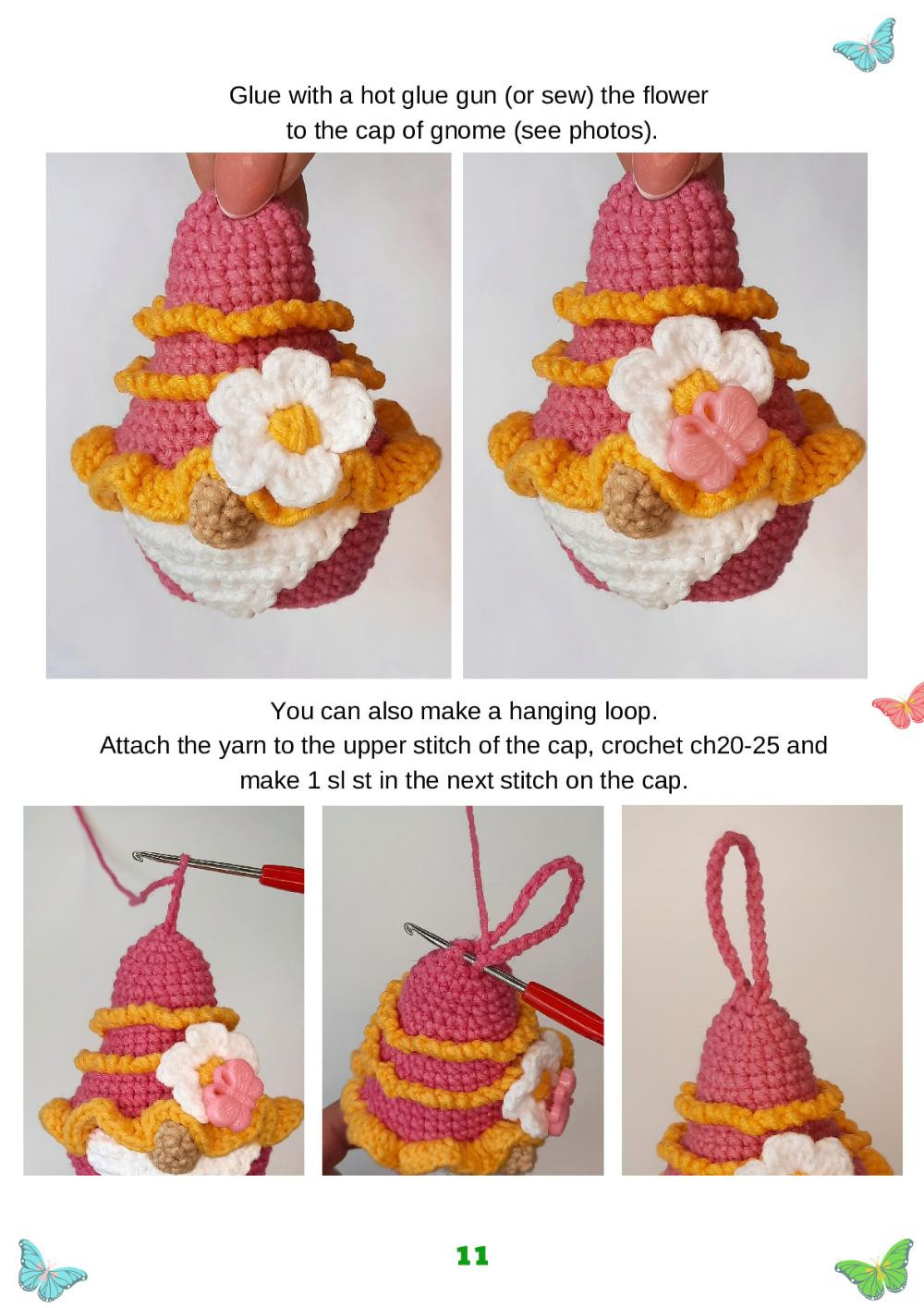 Gnome with butterfly Crochet pattern