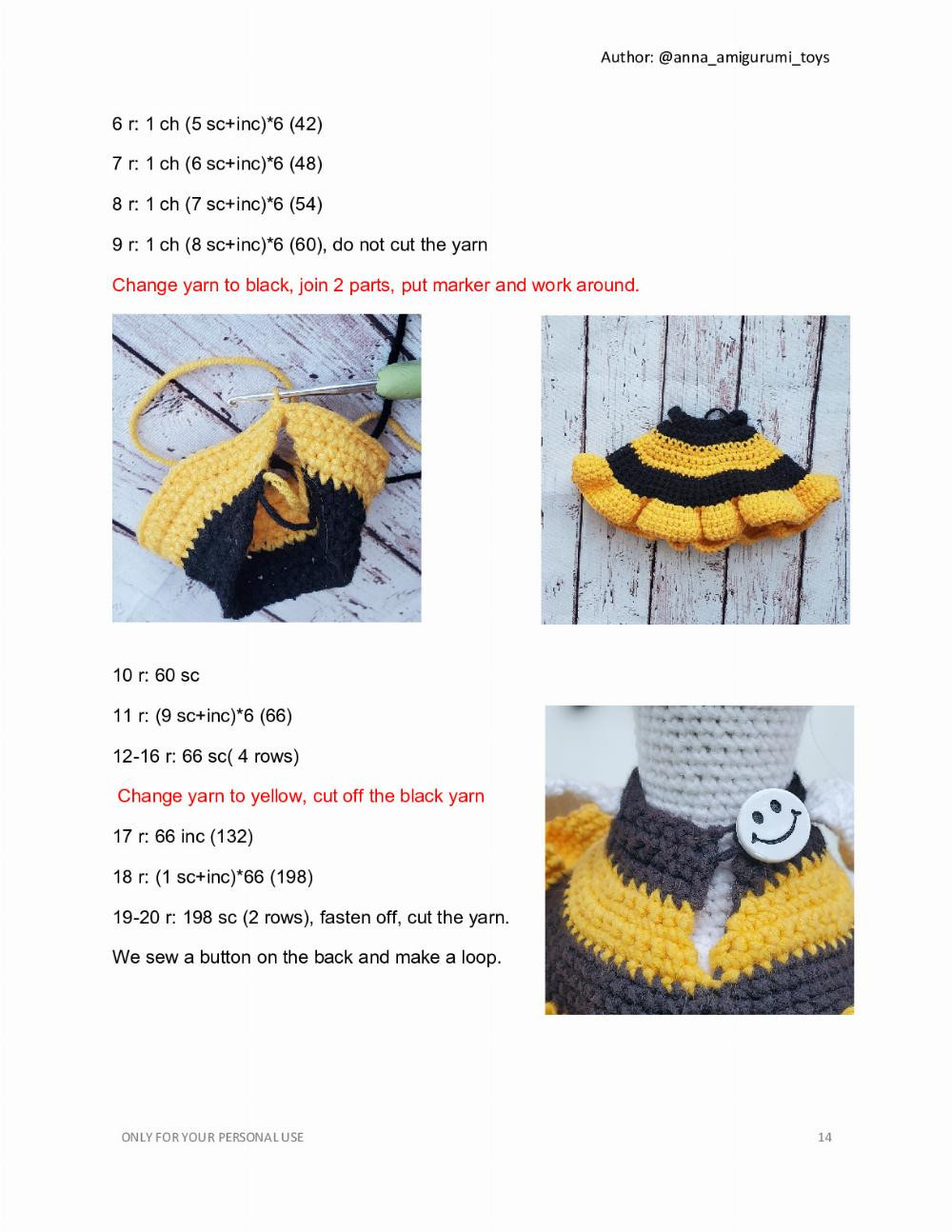 GOOSE cosplay bee crochet pattern