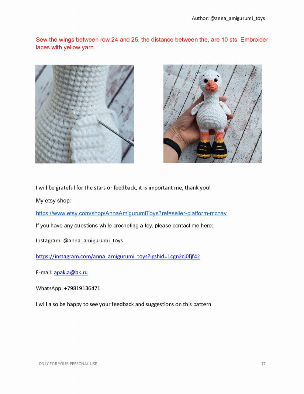 GOOSE cosplay bee crochet pattern