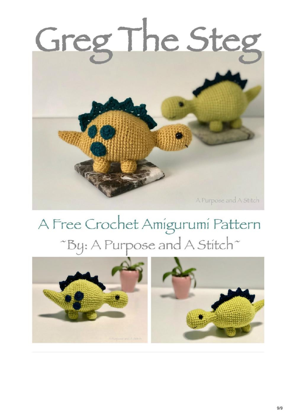 Greg the Steg- A Free Amigurumi Pattern