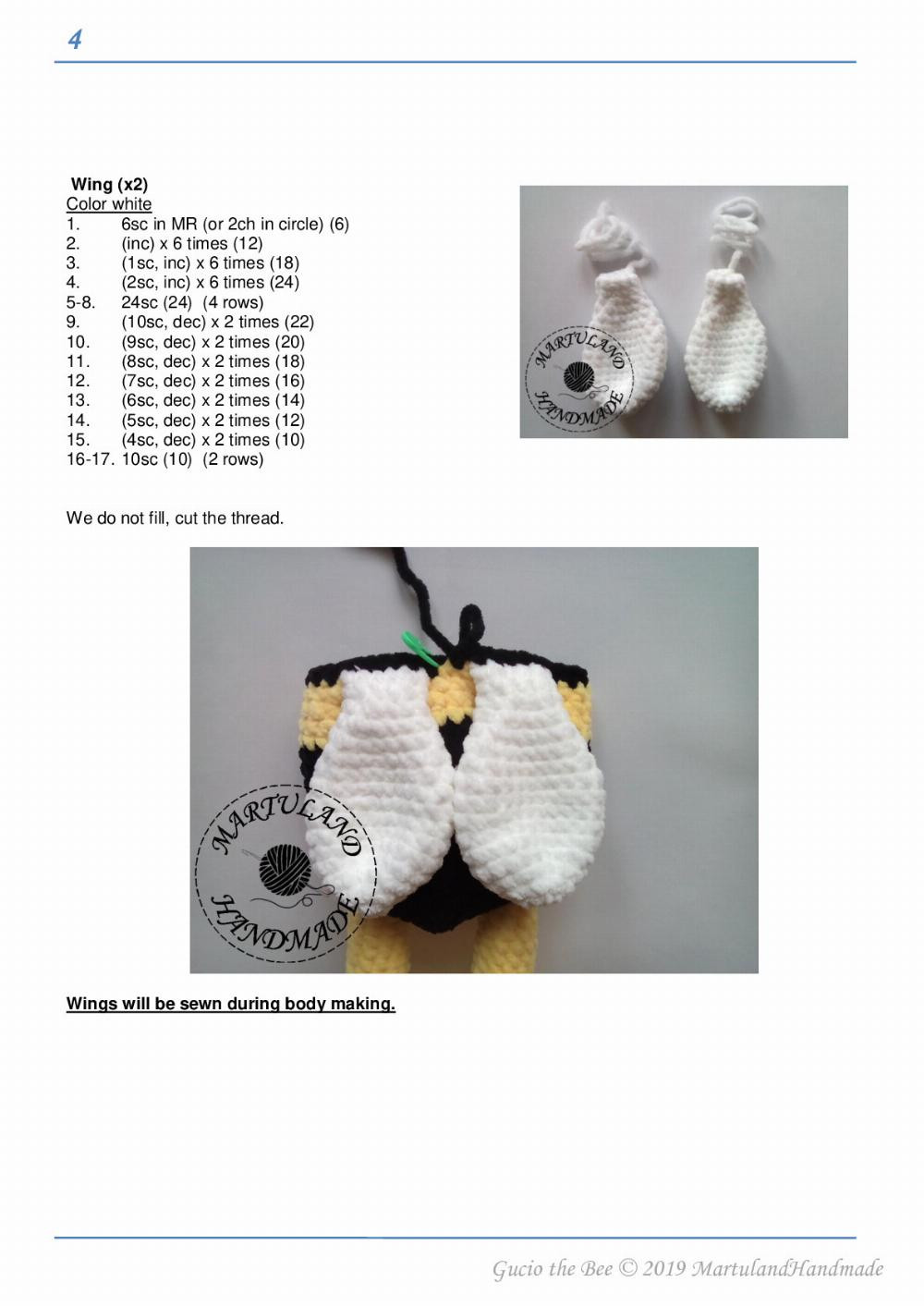 Gucio the Bee crochet pattern