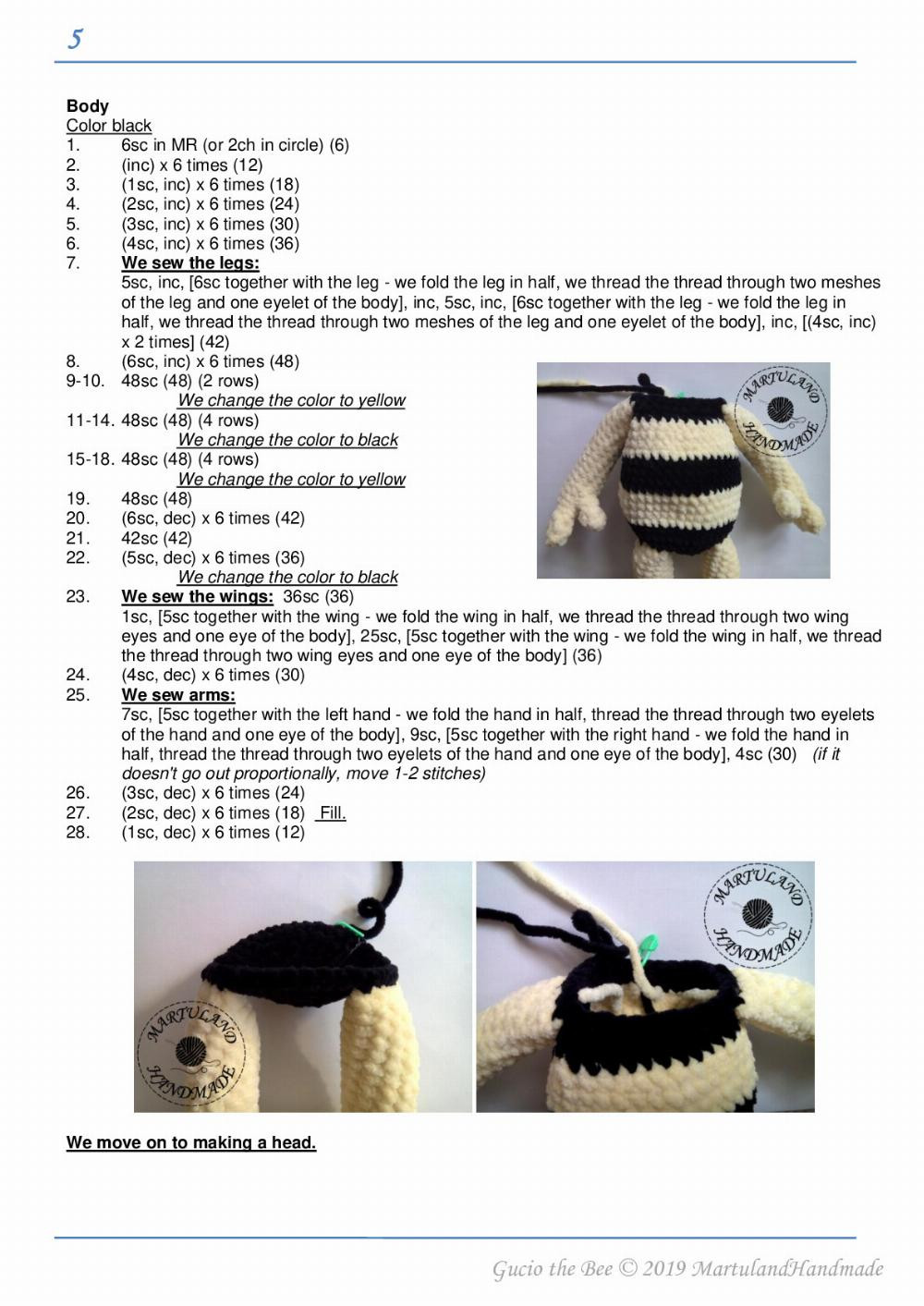 Gucio the Bee crochet pattern