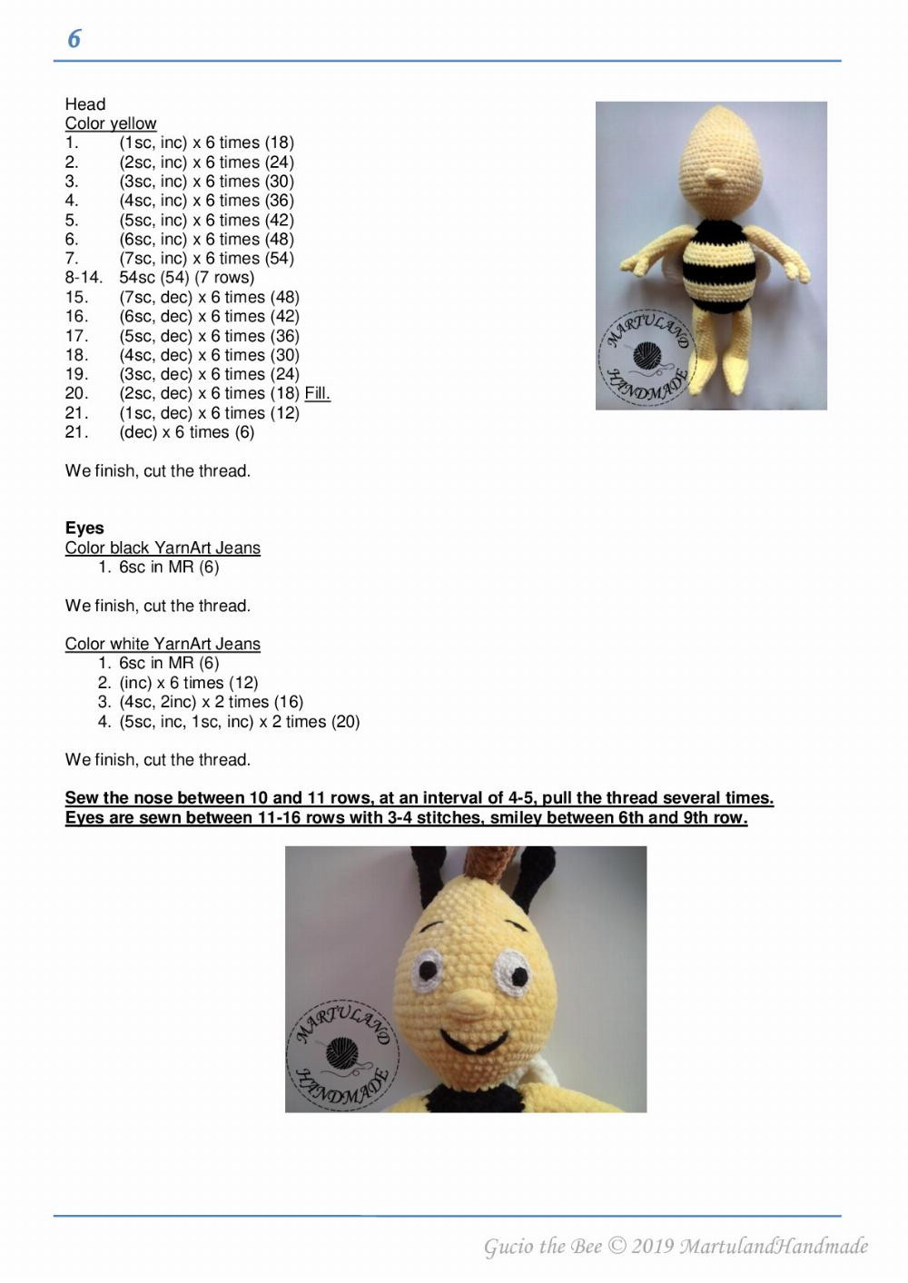 Gucio the Bee crochet pattern