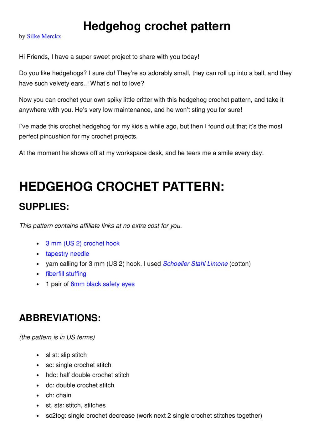 Hedgehog crochet pattern amigurumi