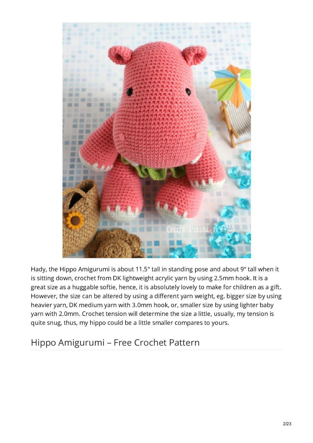 Hippo with skirt Amigurumi Crochet Pattern