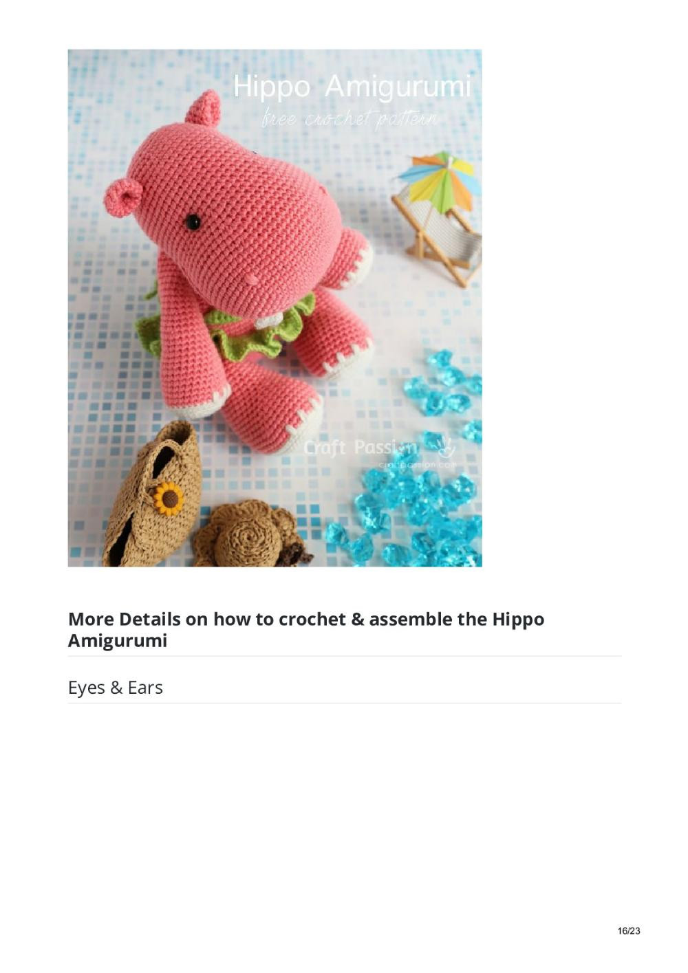 Hippo with skirt Amigurumi Crochet Pattern