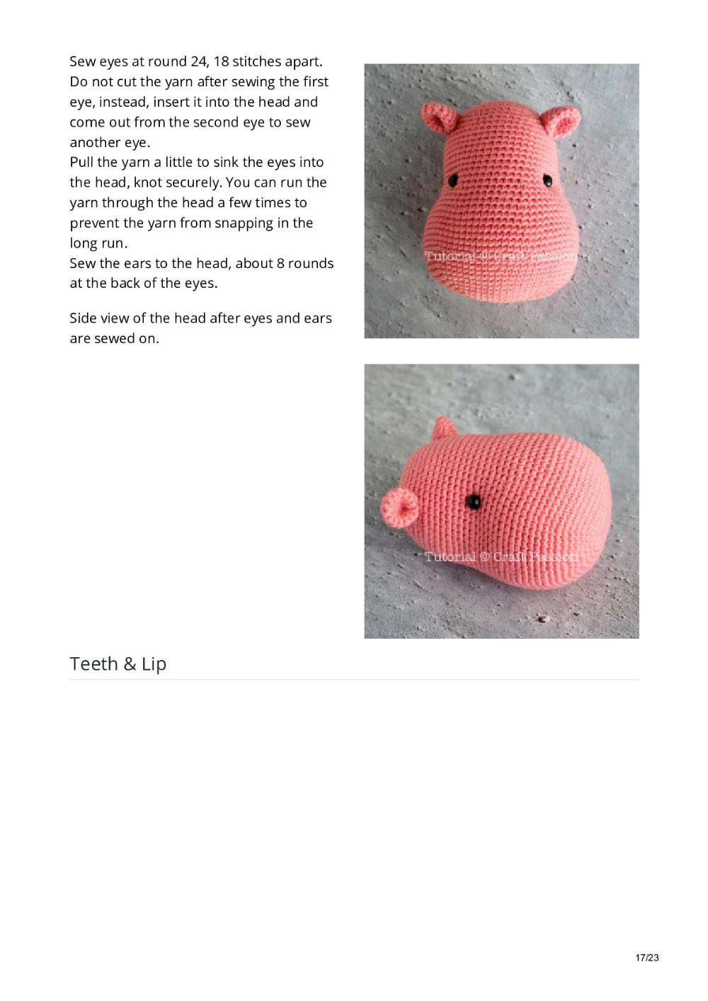 Hippo with skirt Amigurumi Crochet Pattern