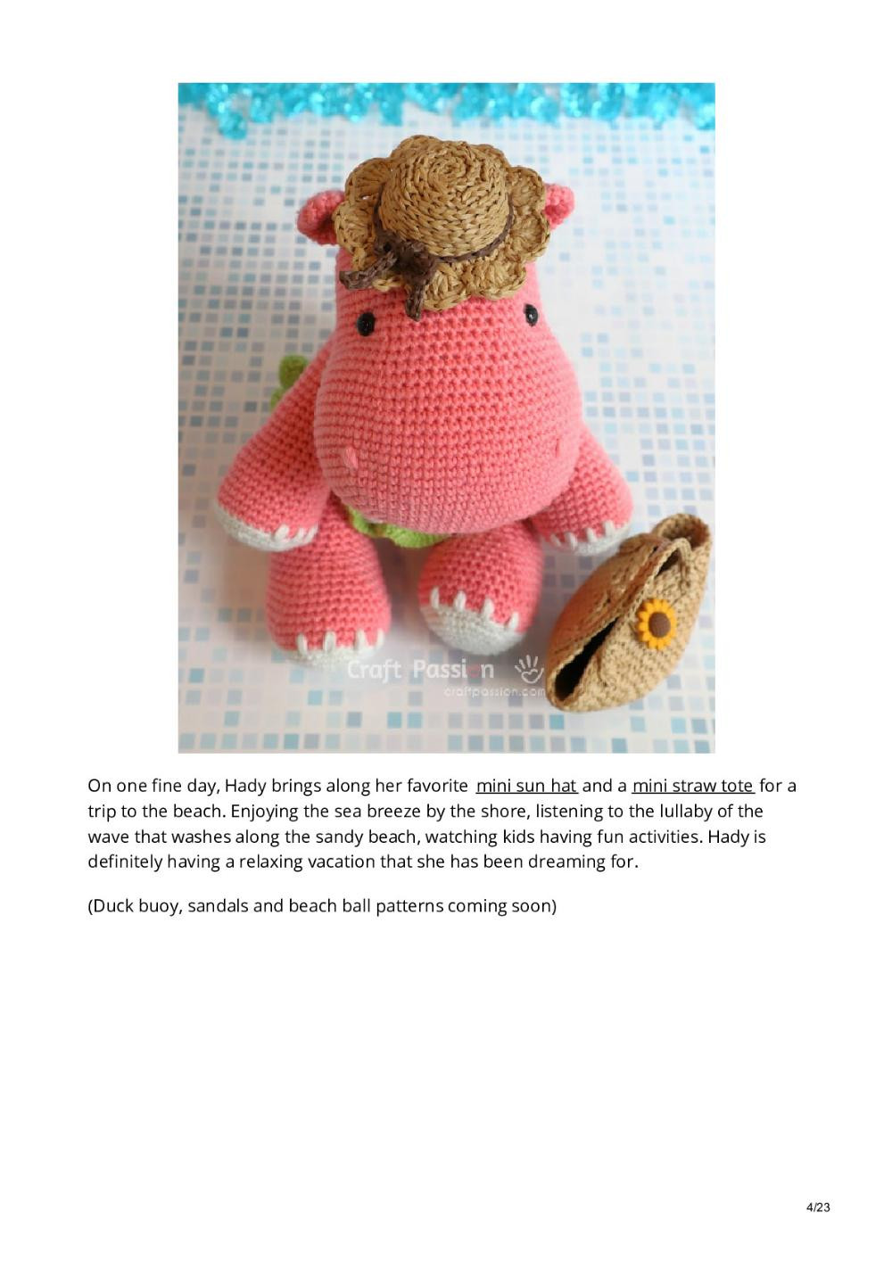 Hippo with skirt Amigurumi Crochet Pattern