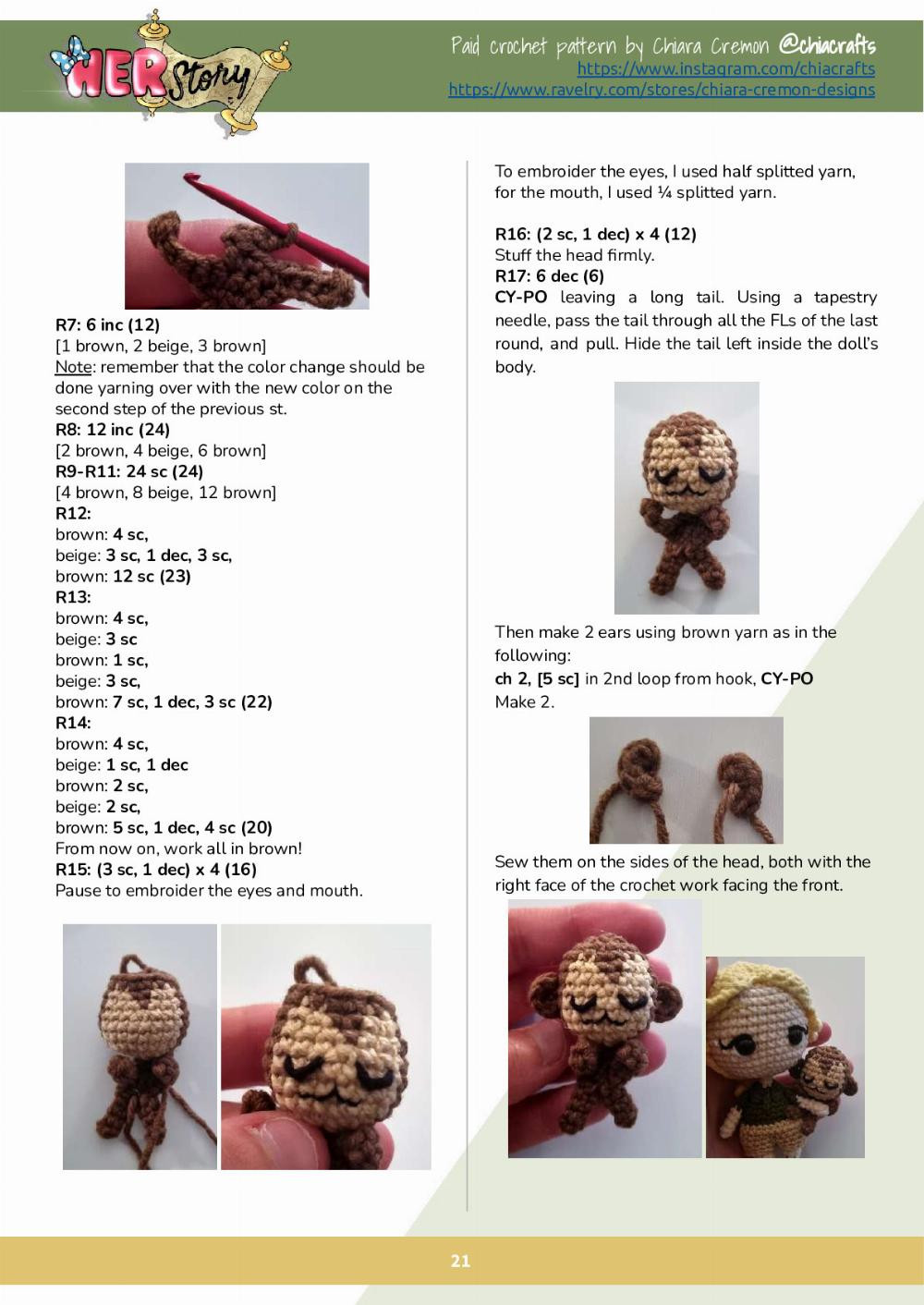 Jane Goodall doll crochet pattern