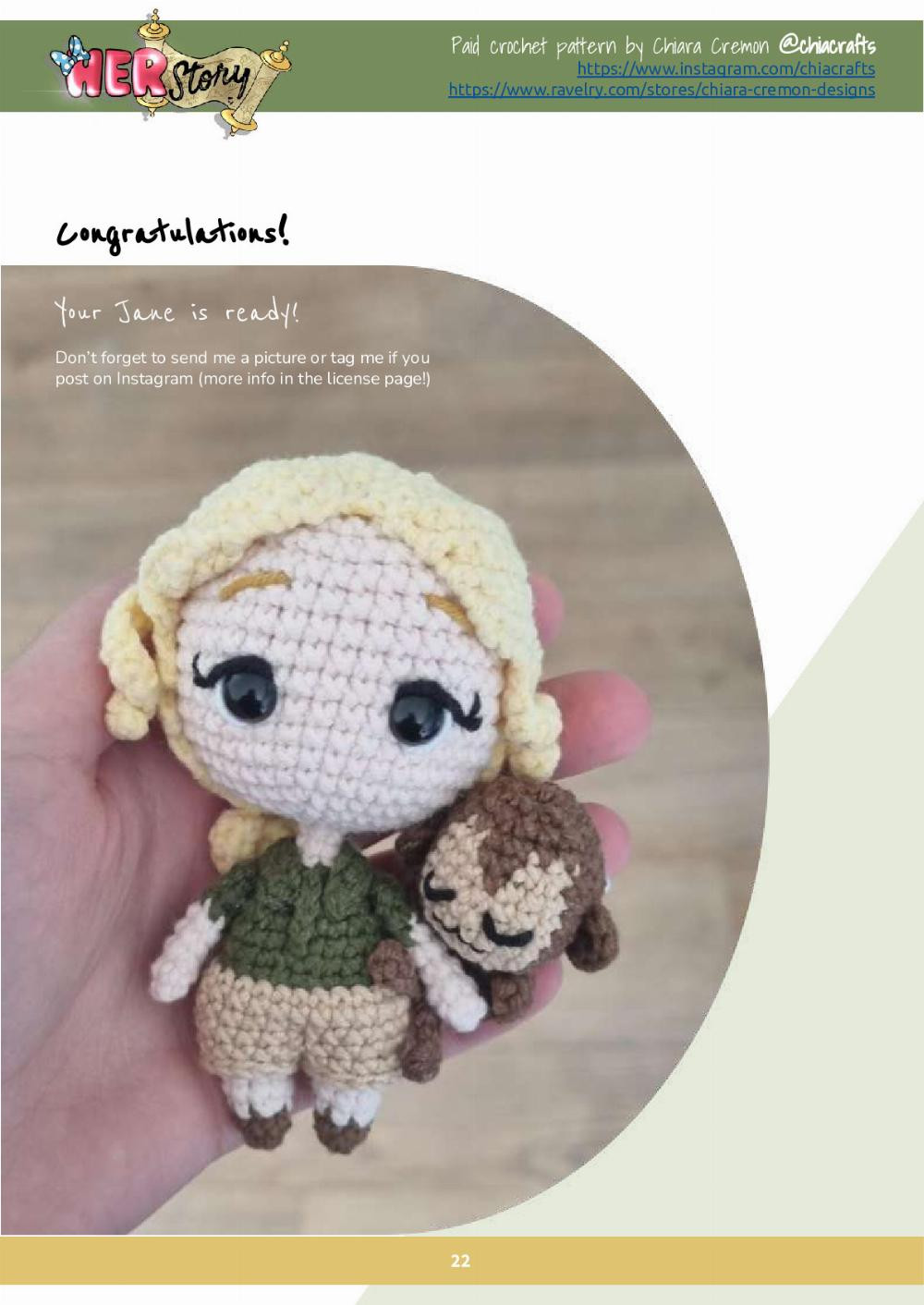 Jane Goodall doll crochet pattern