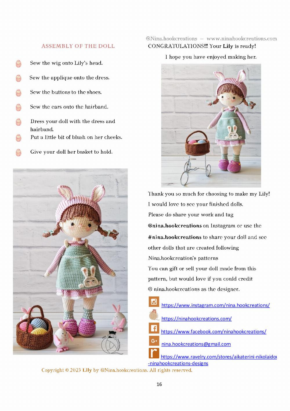 lily doll with basket crochet pattern